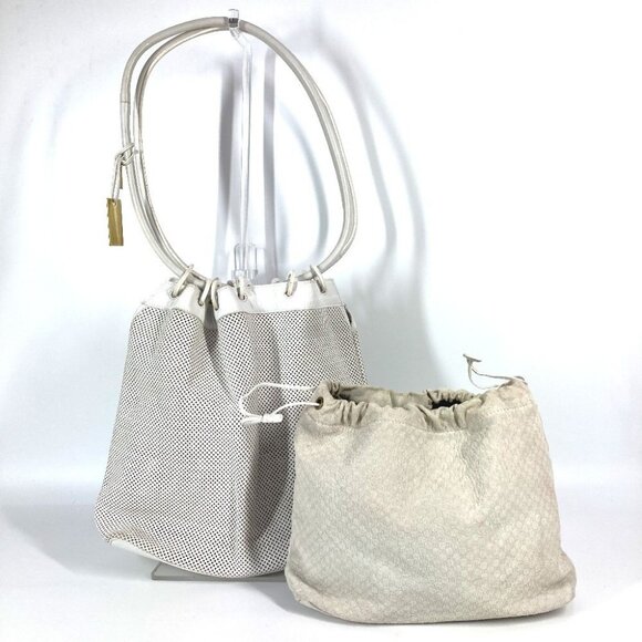 GUCCI 90644 vintage Perforated Mesh Logo Shoulder bag with drawstring and pouch - Picture 1 of 16